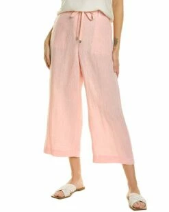 Lafayette 148 New York Columbus Cropped Wide Leg Linen Pant Women Pants