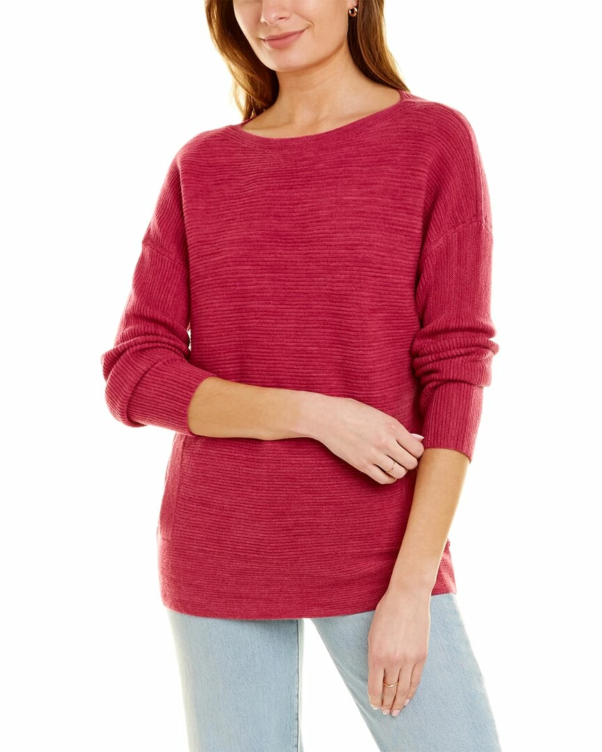 Lafayette 148 New York Ribbed Bateau Neck Wool Sweater Women Sweaters & Knits