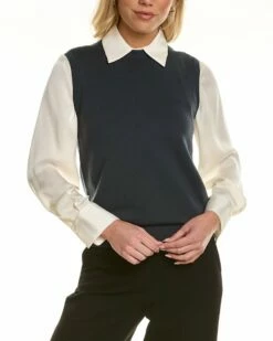 Lafayette 148 New York Double Knit Wool-Blend Top Women Sweaters & Knits