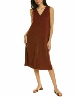 Lafayette 148 New York Button-Down Linen-Blend Midi Dress Women Dresses