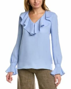 Lafayette 148 New York Sana Silk Blouse Women Tops