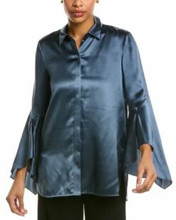 Lafayette 148 New York Cartolina Silk Shirt Women Tops