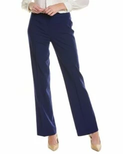 Lafayette 148 New York Espresso Wool-Blend Classic Pant Women Pants