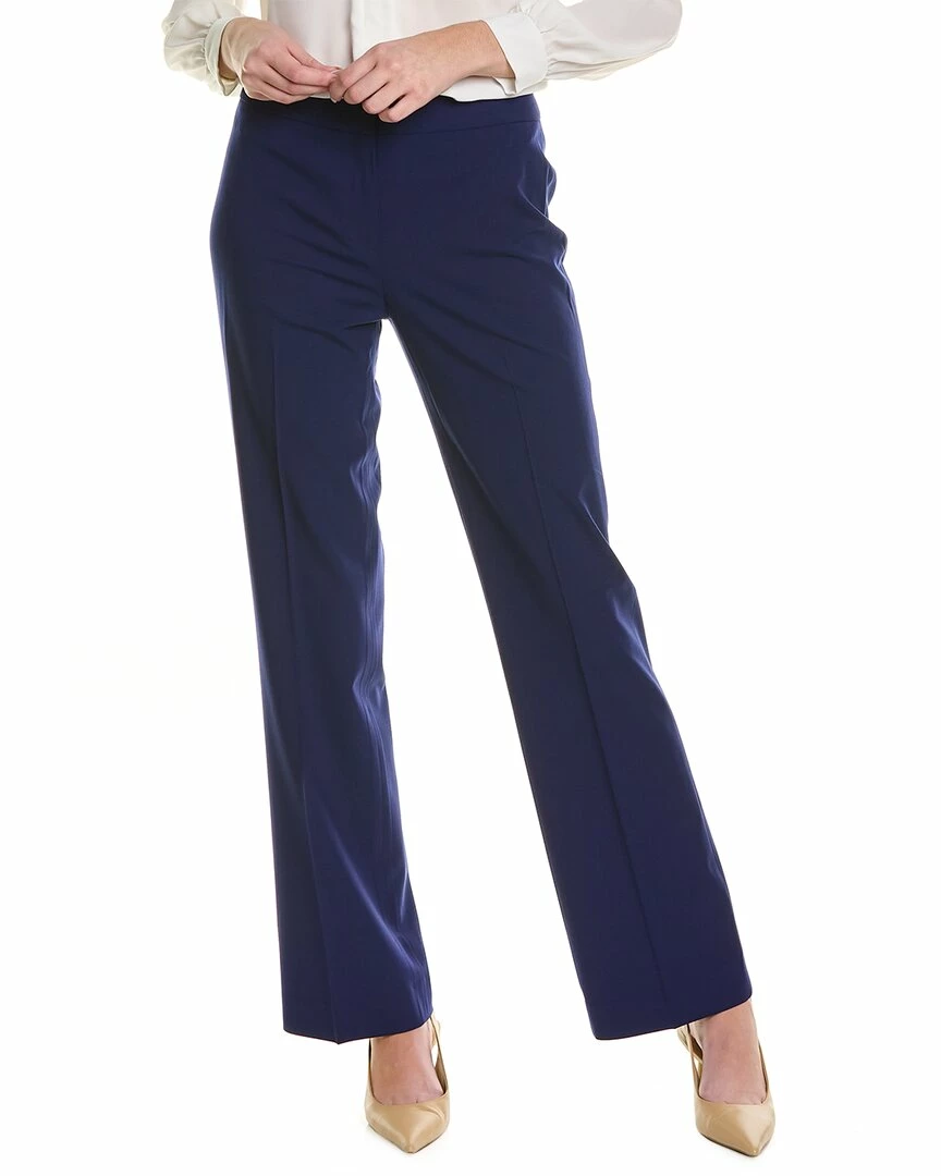 Lafayette 148 New York Espresso Wool-Blend Classic Pant Women Pants