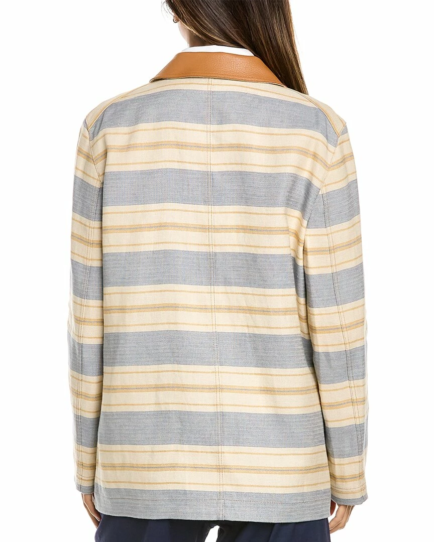 Lafayette 148 New York Amaris Leather-Trim Linen Jacket Women Outerwear - Image 2