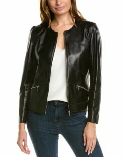 Lafayette 148 New York Adeline Leather Jacket Women Outerwear