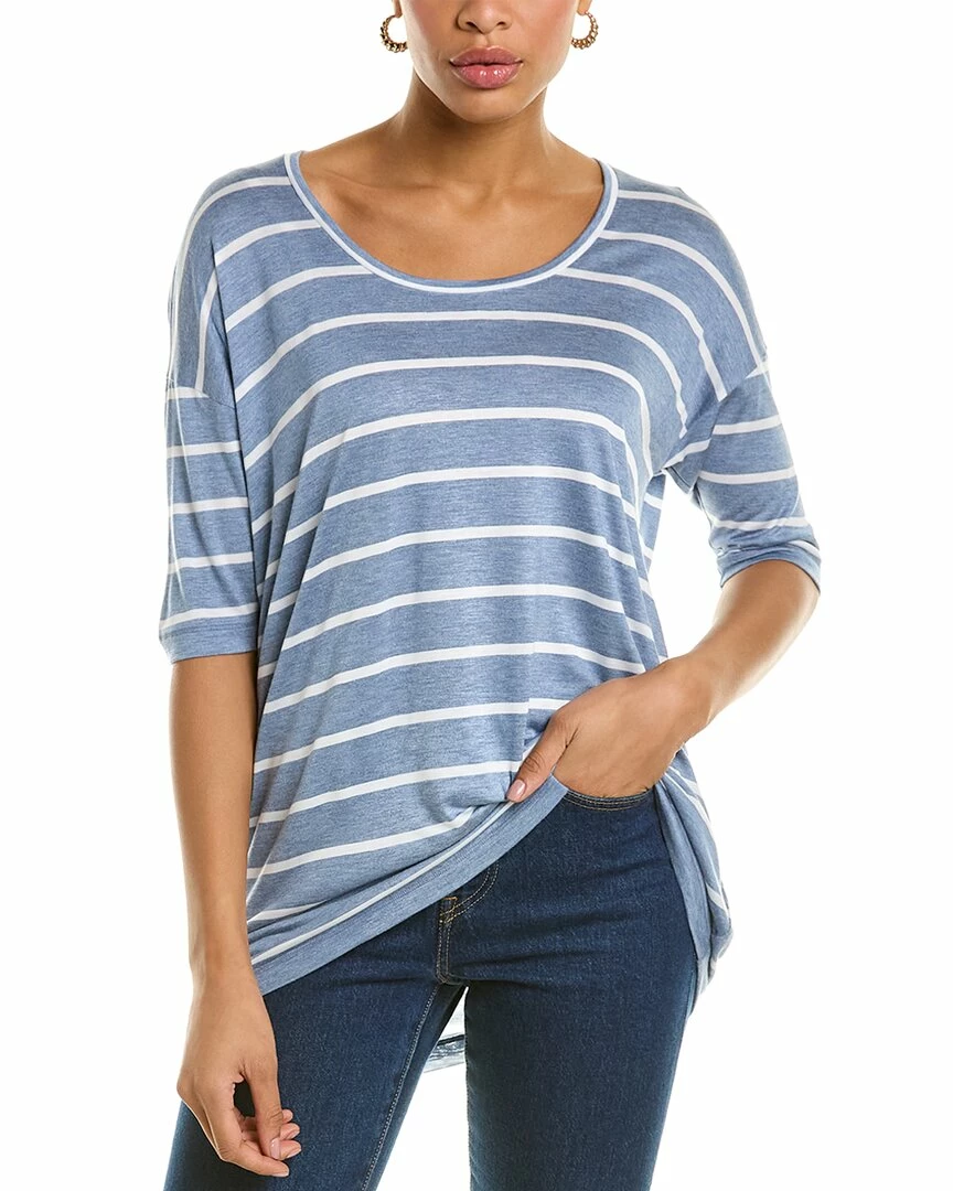 Lafayette 148 New York Striped Kirsten Scoop Neck Top Women Sweaters & Knits