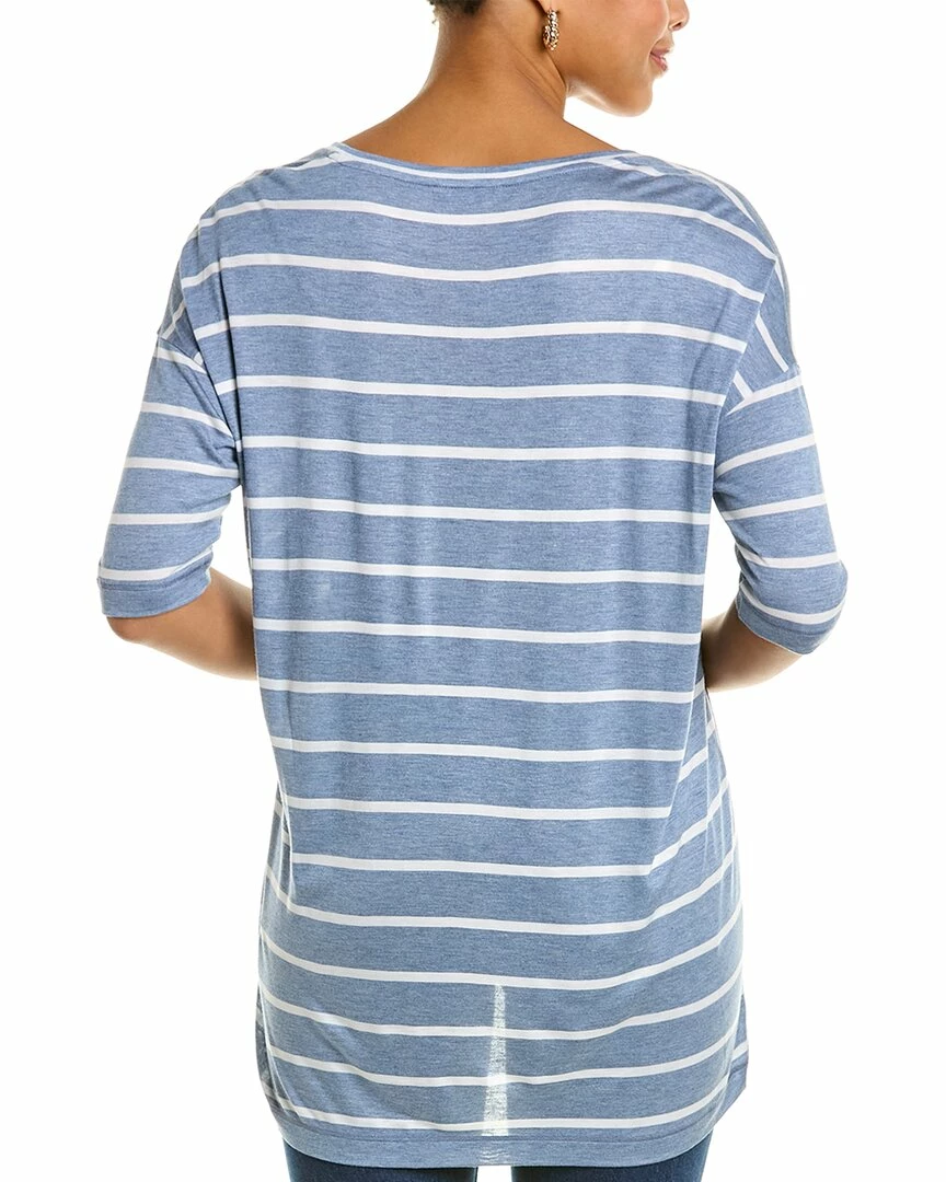 Lafayette 148 New York Striped Kirsten Scoop Neck Top Women Sweaters & Knits - Image 2
