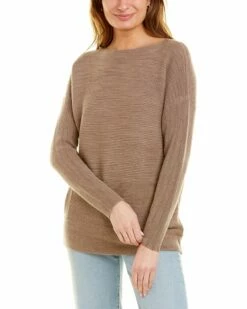 Lafayette 148 New York Ribbed Bateau Neck Wool Sweater Women Sweaters & Knits