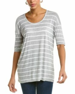 Lafayette 148 New York Striped Kirsten Scoop Neck Top Women Sweaters & Knits