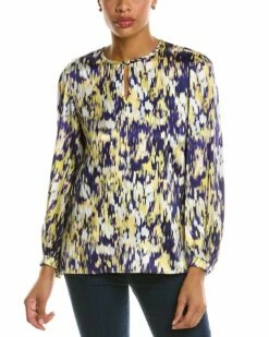 Lafayette 148 New York Autumn Haze Silk Shirt Women Tops