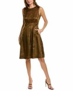 Lafayette 148 New York Floral Silk A-Line Dress Women Dresses