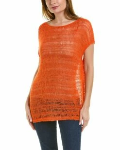 Lafayette 148 New York Lofty Open Stitch Bateau Neck Silk & Alpaca-Blend T-Shirt Women Tops