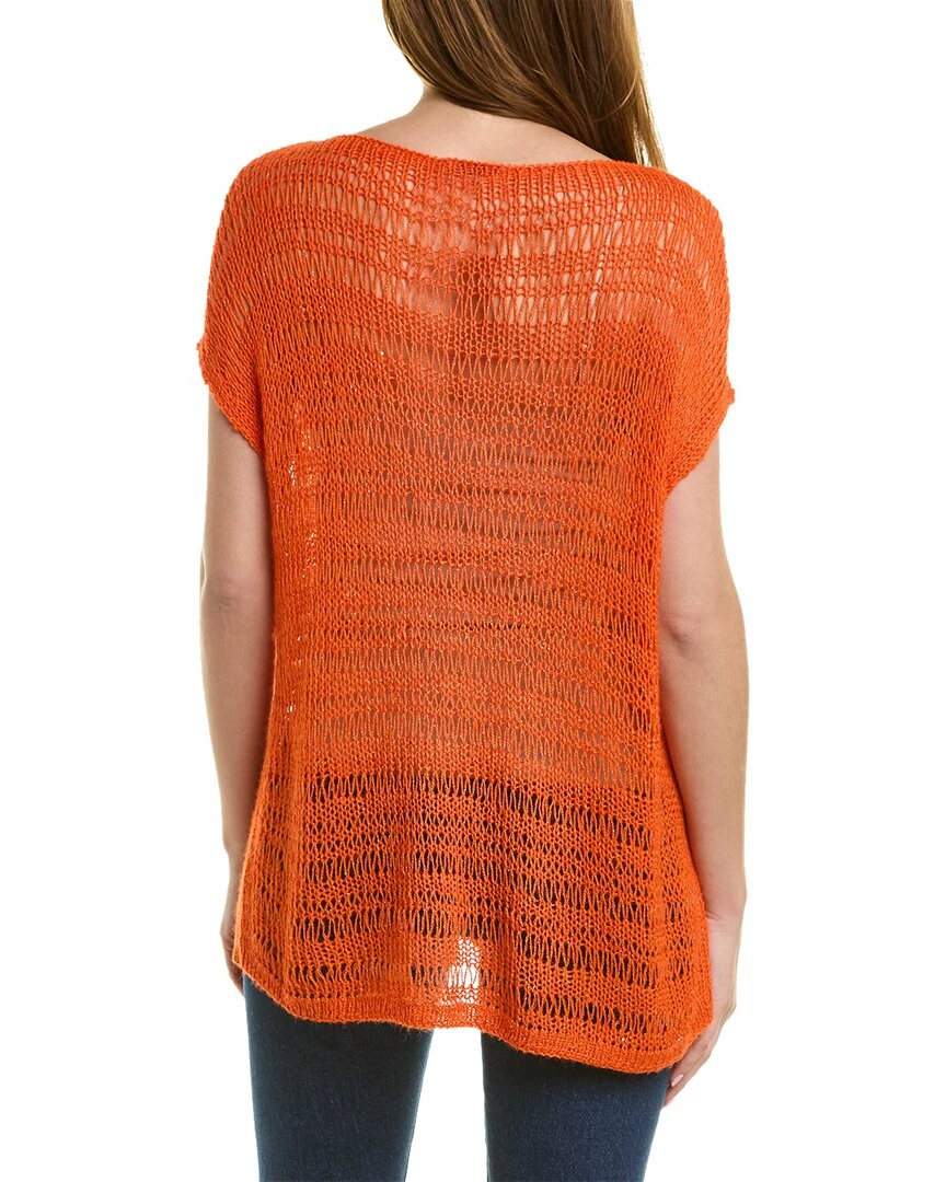 Lafayette 148 New York Lofty Open Stitch Bateau Neck Silk & Alpaca-Blend T-Shirt Women Tops - Image 2