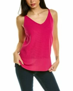 Lafayette 148 New York Textured Stitch V-Neck Tank Women Tops