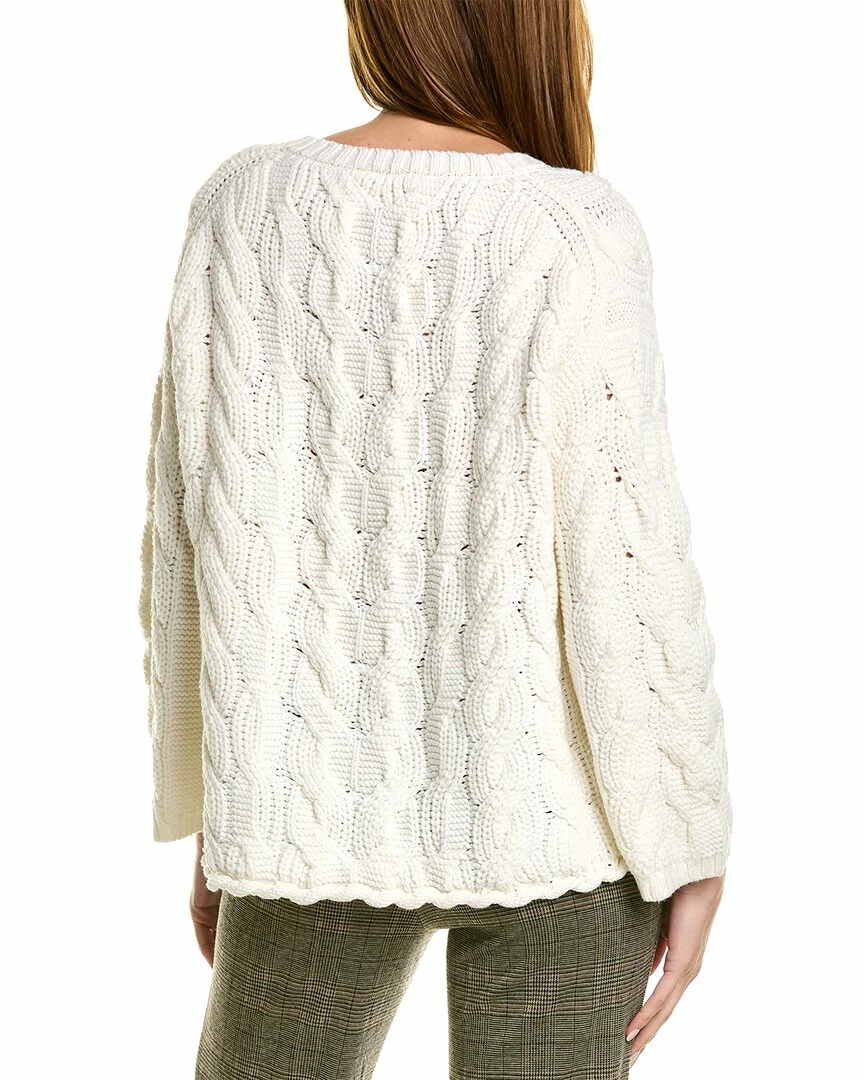 Lafayette 148 New York V-Neck Cabled Wool Sweater Women Sweaters & Knits - Image 2