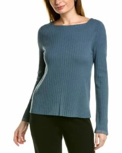 Lafayette 148 New York Square Neck Ribbed Sweater Women Sweaters & Knits