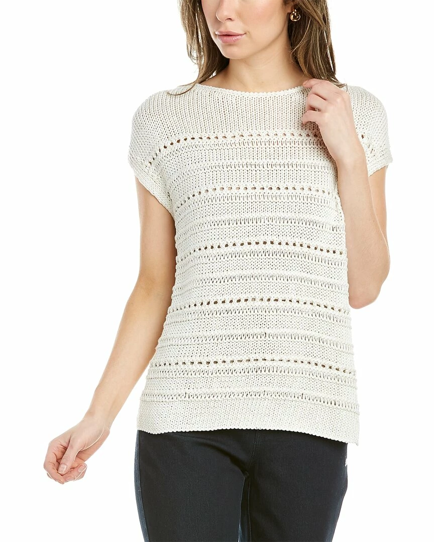 Lafayette 148 New York Bateau Neck Open Stitch Silk-Blend Pullover Women Sweaters & Knits