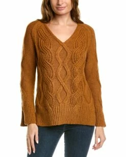 Lafayette 148 New York Mixed Cable Cashmere & Silk-Blend Sweater Women Sweaters & Knits