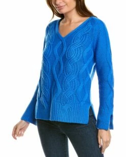 Lafayette 148 New York Mixed Cable Cashmere Sweater Women Sweaters & Knits