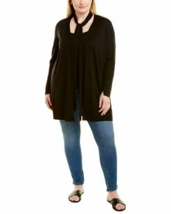 Lafayette 148 New York Plus Sheer Back Wool & Silk-Blend Cardigan Women Sweaters & Knits