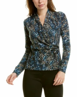 Lafayette 148 New York Wrap Front Cashmere Sweater Women Sweaters & Knits