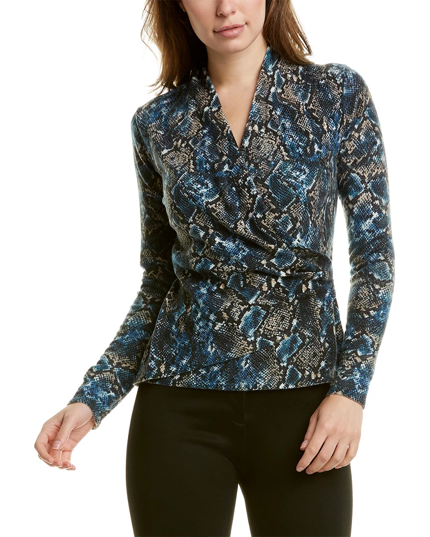 Lafayette 148 New York Wrap Front Cashmere Sweater Women Sweaters & Knits