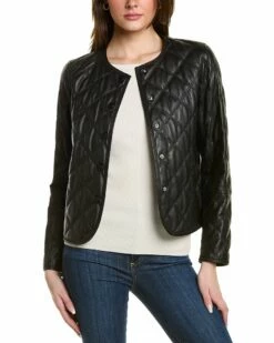Lafayette 148 New York Alden Leather Jacket Women Outerwear