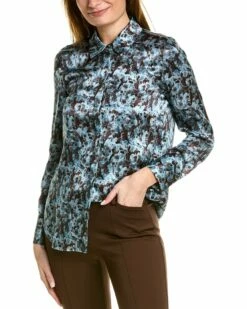 Lafayette 148 New York Scottie Silk Blouse Women Tops