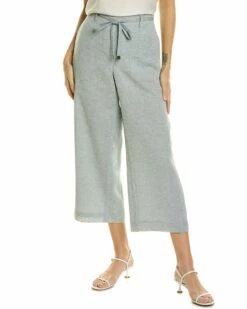 Lafayette 148 New York Columbus Crop Wide Leg Linen Pant Women Pants